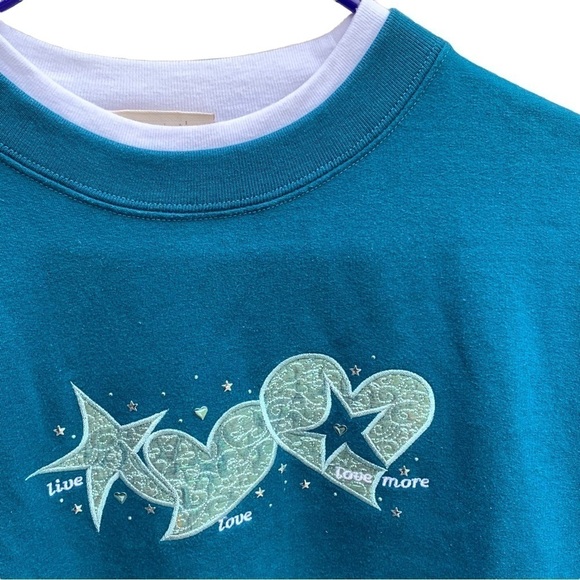 Vintage Crewneck Sweatshirt Y2k Live Love More Hearts - Picture 2 of 5